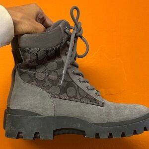 Coach Gray Combat & Moto Boots
